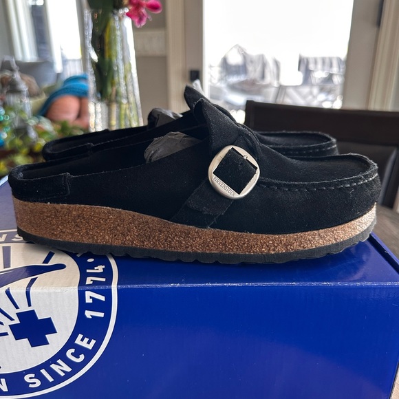 Birkenstock Buckley Black Suede Clogs Women’s 6-6.5 / Size 37 New In Box - Picture 5 of 8